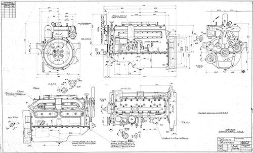 чертеж двигателя ЗИС-5